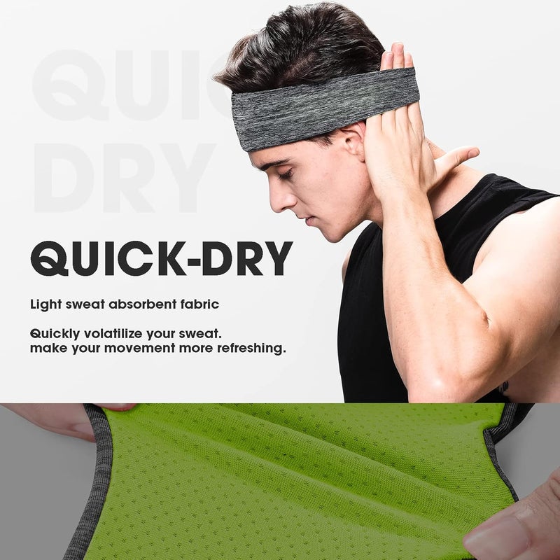Braylin Men's Headbands, 3-Pack Head Band for Men, Sport Sweatbands for Running Fitness Yoga Cycling, Sweat Wicking Non Slip - Image 3