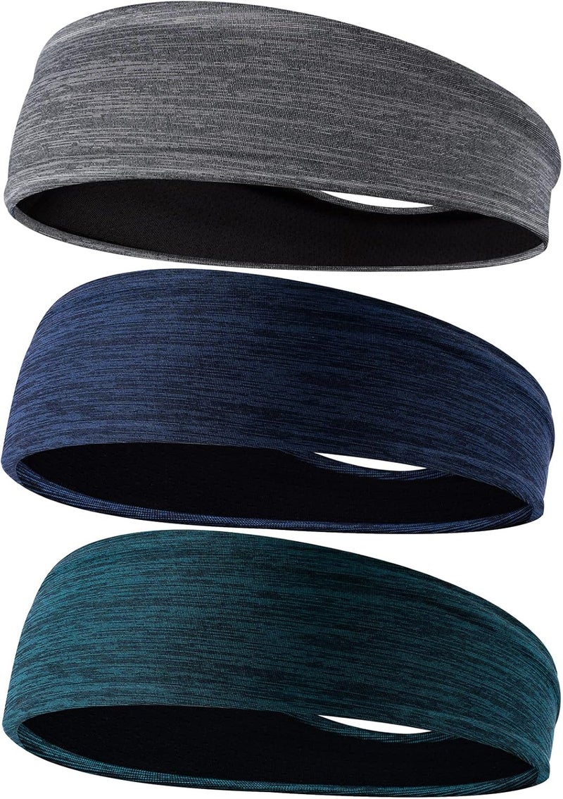Braylin Men's Headbands, 3-Pack Head Band for Men, Sport Sweatbands for Running Fitness Yoga Cycling, Sweat Wicking Non Slip - Image 1