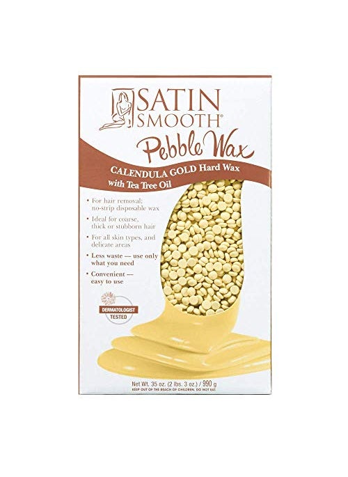 Satin Smooth Satin Smooth Calendula Gold Pebble Wax | Hard Wax with Tea Tree Oil | Ideal for All Skin Types And Coarse, Stubborn Hair | 35 Oz. 