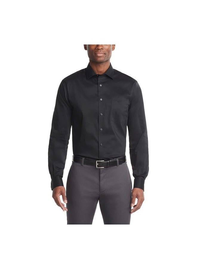 Van Heusen قميص رجالي رسمي بقصة عادية مضاد للتجاعيد مع ياقة مرنة، أسود، 17"-17.5" للعنق و34"-35" للكم - Image 1