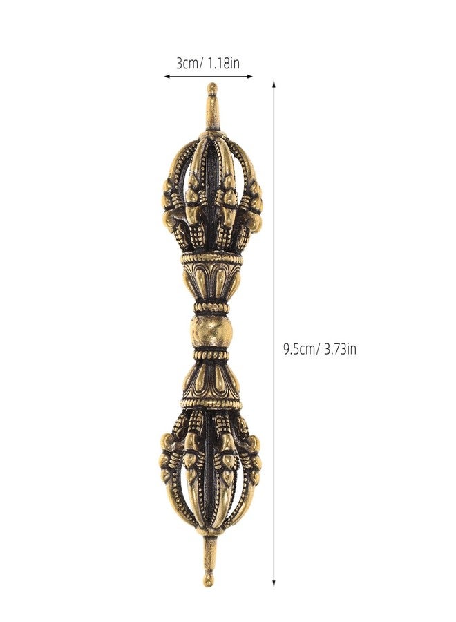 HOLIDYOYO Brass Vajra Handle Parts Antique Pestle Statue Four-Strand Dorje Buddhist Home D Cor Accent 3.74 Inch Religious Artifact - Image 4
