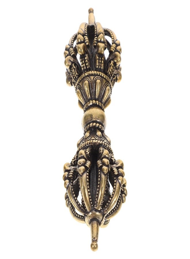 HOLIDYOYO Brass Vajra Handle Parts Antique Pestle Statue Four-Strand Dorje Buddhist Home D Cor Accent 3.74 Inch Religious Artifact - Image 1