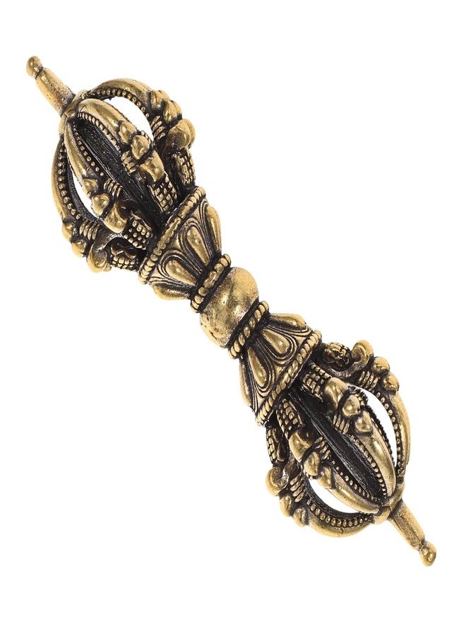 HOLIDYOYO Brass Vajra Handle Parts Antique Pestle Statue Four-Strand Dorje Buddhist Home D Cor Accent 3.74 Inch Religious Artifact - Image 2