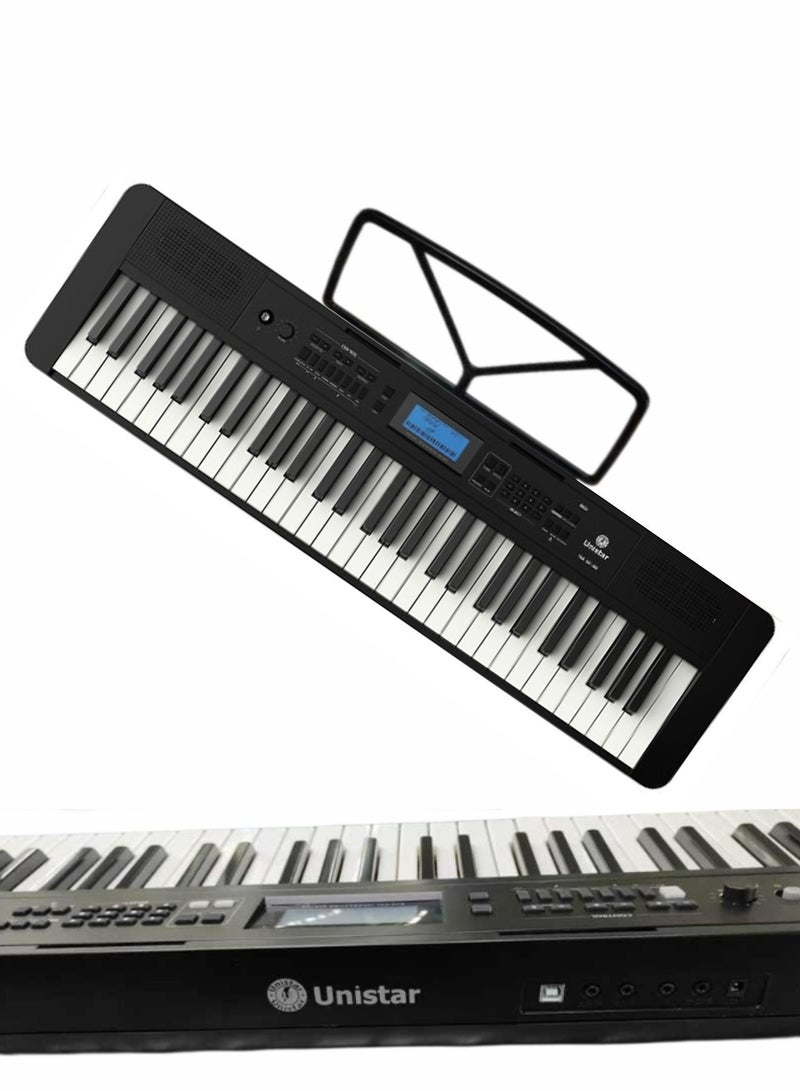 يونيستار كيبورد YM-181 لوحة مفاتيح موسيقية للمبتدئين بيانو أورج 61 مفتاح 380 نغمة 350 إيقاع مع محول الطاقة - Image 2