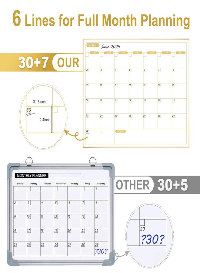 ARCOBIS Monthly Calendar Whiteboard, 24" x 18" Magnetic Dry Erase Calendar with Gold Frame, Wall Hanging Planner for Home, Office, School - Image 4