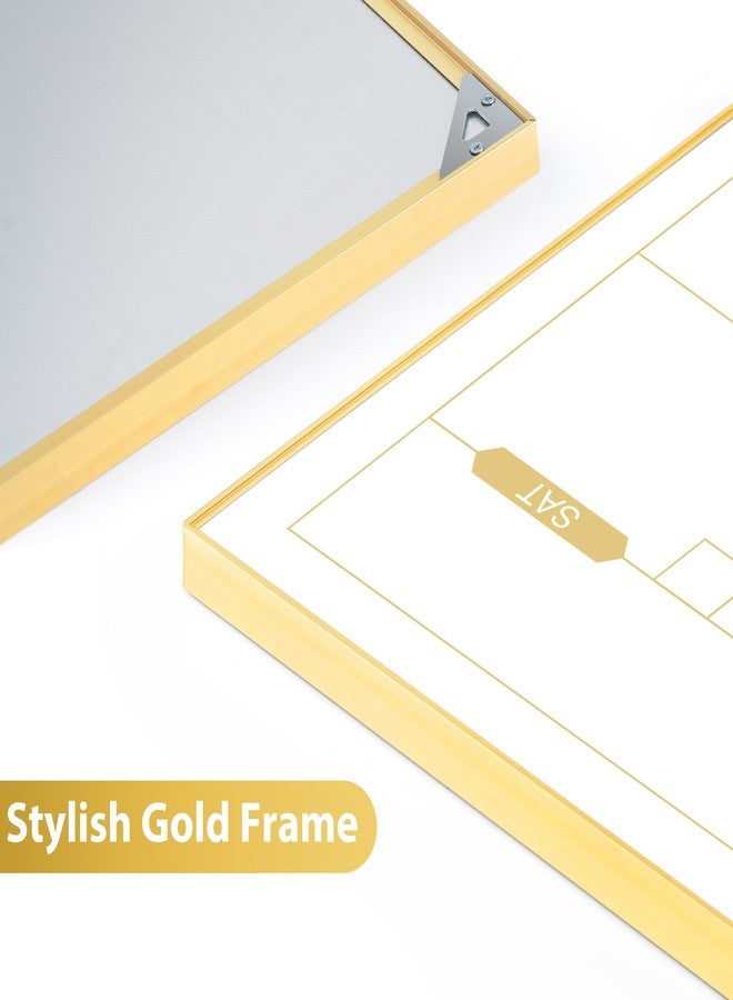 ARCOBIS Monthly Calendar Whiteboard, 24" x 18" Magnetic Dry Erase Calendar with Gold Frame, Wall Hanging Planner for Home, Office, School - Image 2