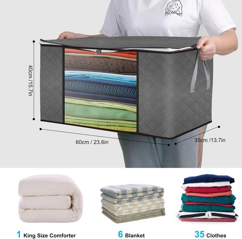 Maigacy Clothes Storage Bag 3Pack 90L Large Capacity Solution Organizer for Clothes Duvets Comforters Blankets Bedding with Zip and Clear Window Reinforced Handle Thick and Breathable Fabric - Image 2