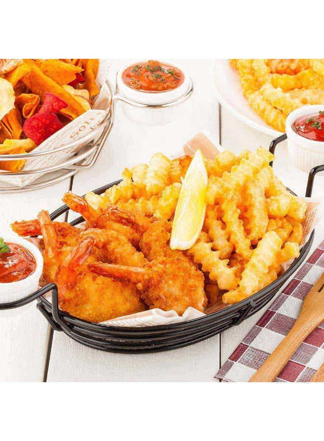 Restaurantware 13 x 6 x 2.2 Inch Restaurant Basket, 1 Oval French Fry Basket - With 2 Ramekin Holders, Reusable, Black Iron Serving Baskets, For Chicken Tenders, Hot Dogs, Wings, Or Onion Rings - Image 3