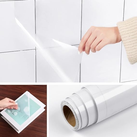 TimeTech Peel and Stick Clear Contact Paper for Walls Crafts Books Kids Cabinets Countertops Waterproof Sticky Wallpaper Roll for Kitchen Oil Proof Sticker Self Adhesive Vinyl Wrap 17.7x78.8inch  - Image 3