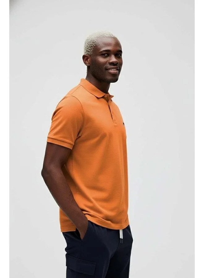 Bad Bear Gabriel Orange Polo Collar Men's T-Shirt.