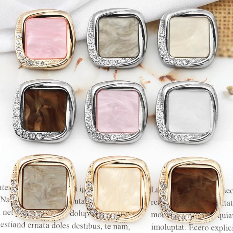 Buttons,Metal Buttons, Buttons 20/23/25mm Rhinestone Square Shank Metal for DIY Clothing Coat Sweater Cardigan Sewing Large Accessories(Silver Framed Beige,25mm 5pcs) - Image 4