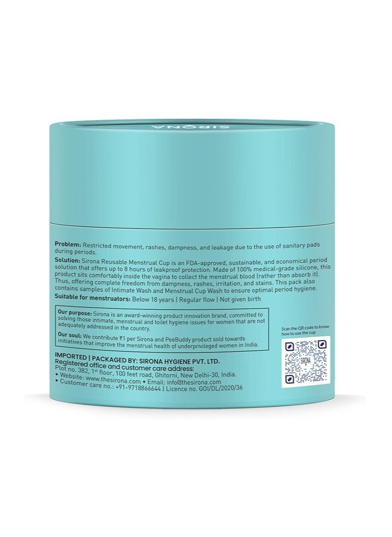 Sirona - Menstural cup with intimate wash and menstural cup wash samples Small - Image 1