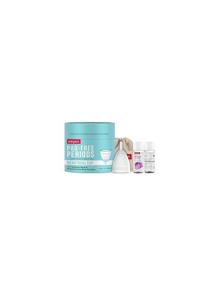 Sirona - Menstural cup with intimate wash and menstural cup wash samples Small - Image 1