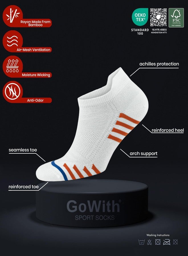 GoWith Running Socks for Men & Women, No Cushion Ankle Rayon Made from Bamboo Socks, Moisture Wicking, with Gift Box, L/XL, White Model: 3150 - Image 4