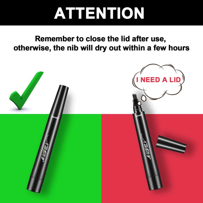 MUFUN Beard Pencil Filler for Men - Sweat Proof, Water Resistance, Long Lasting & Natural Finish barber Pencil, Mustache Repair Shape (BLACK) - Image 2