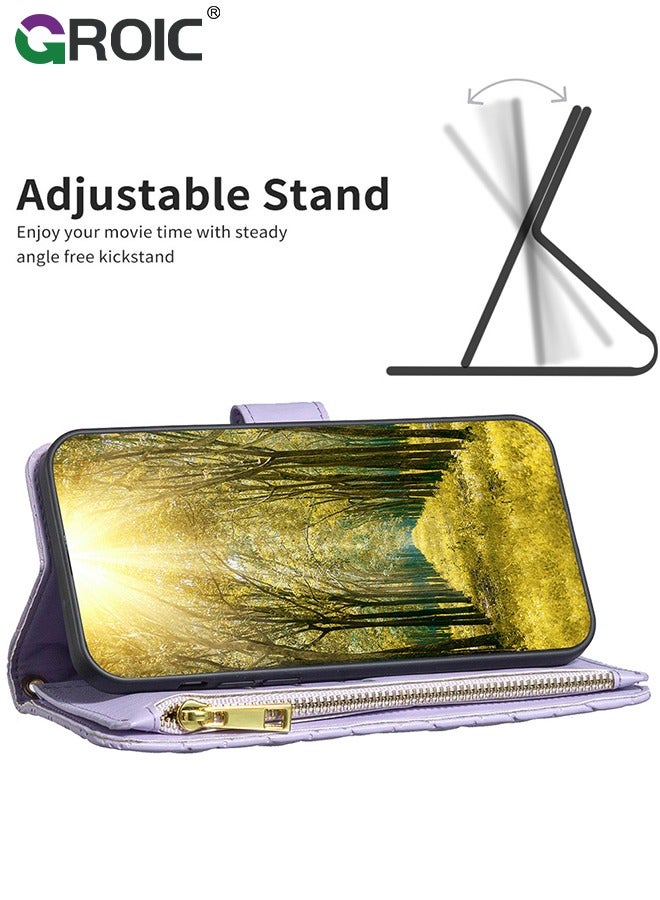 GROIC For Samsung Galaxy S24 Ultra 6.8 Inch Wallet Case,Multi-Function Wallet Case, 3 in 1 Stand, Wallet and Galaxy S24 Ultra Case, Flip Strap Zipper Card Holder Phone Case with Wristband - Image 2