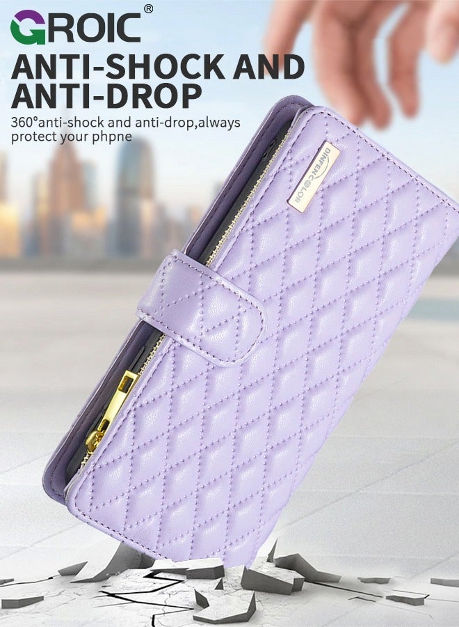 GROIC For Samsung Galaxy S24 Ultra 6.8 Inch Wallet Case,Multi-Function Wallet Case, 3 in 1 Stand, Wallet and Galaxy S24 Ultra Case, Flip Strap Zipper Card Holder Phone Case with Wristband - Image 5