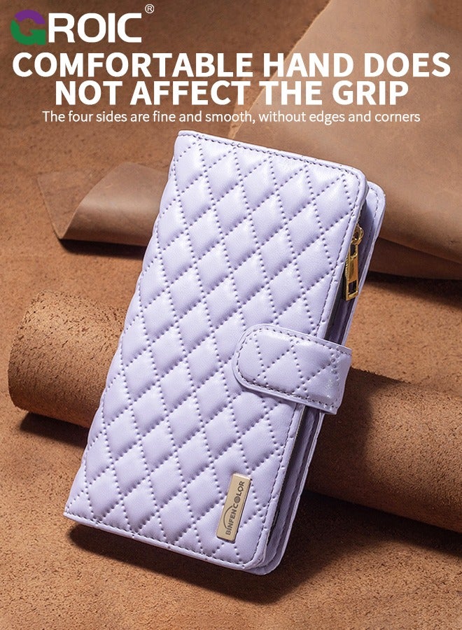 GROIC For Samsung Galaxy S24 Ultra 6.8 Inch Wallet Case,Multi-Function Wallet Case, 3 in 1 Stand, Wallet and Galaxy S24 Ultra Case, Flip Strap Zipper Card Holder Phone Case with Wristband - Image 4