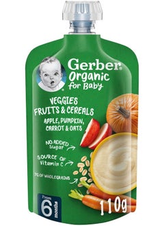 Gerber GERBER Organic For Baby Fruits & Cereals – Apple, Pumpkin, Carrot & Oats  - Image 1
