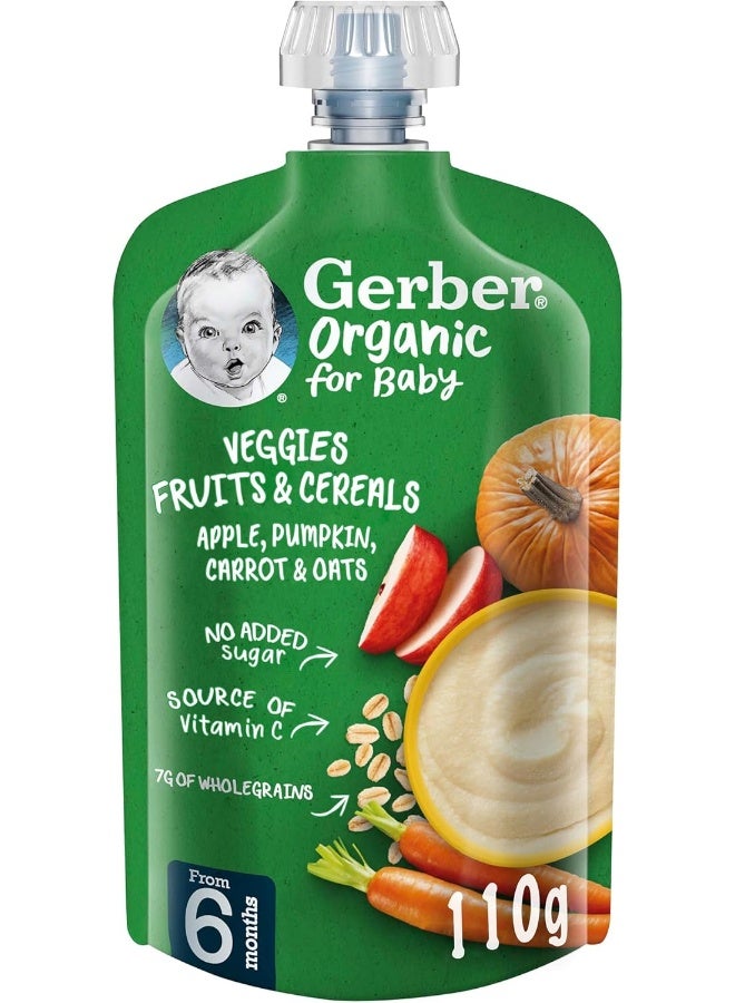 Gerber GERBER Organic For Baby Fruits & Cereals – Apple, Pumpkin, Carrot & Oats  - Image 1