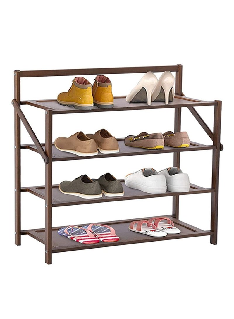 LINGWEI Wooden Shoe Rack Foldable Shoe Shelf with Portable Handle Space Saving Free Standing Wooden Shoe Cabinet Storage Organizer For Hallway Entryway Living Room Bedroom - Image 3