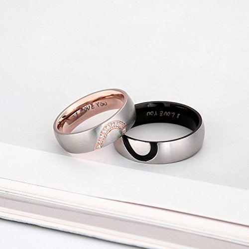 ANAZOZ Hers & Women's For "Real Love" Heart Promise Ring Stainless Steel Wedding Engagement Bands 6MM US Size 9 - Image 4