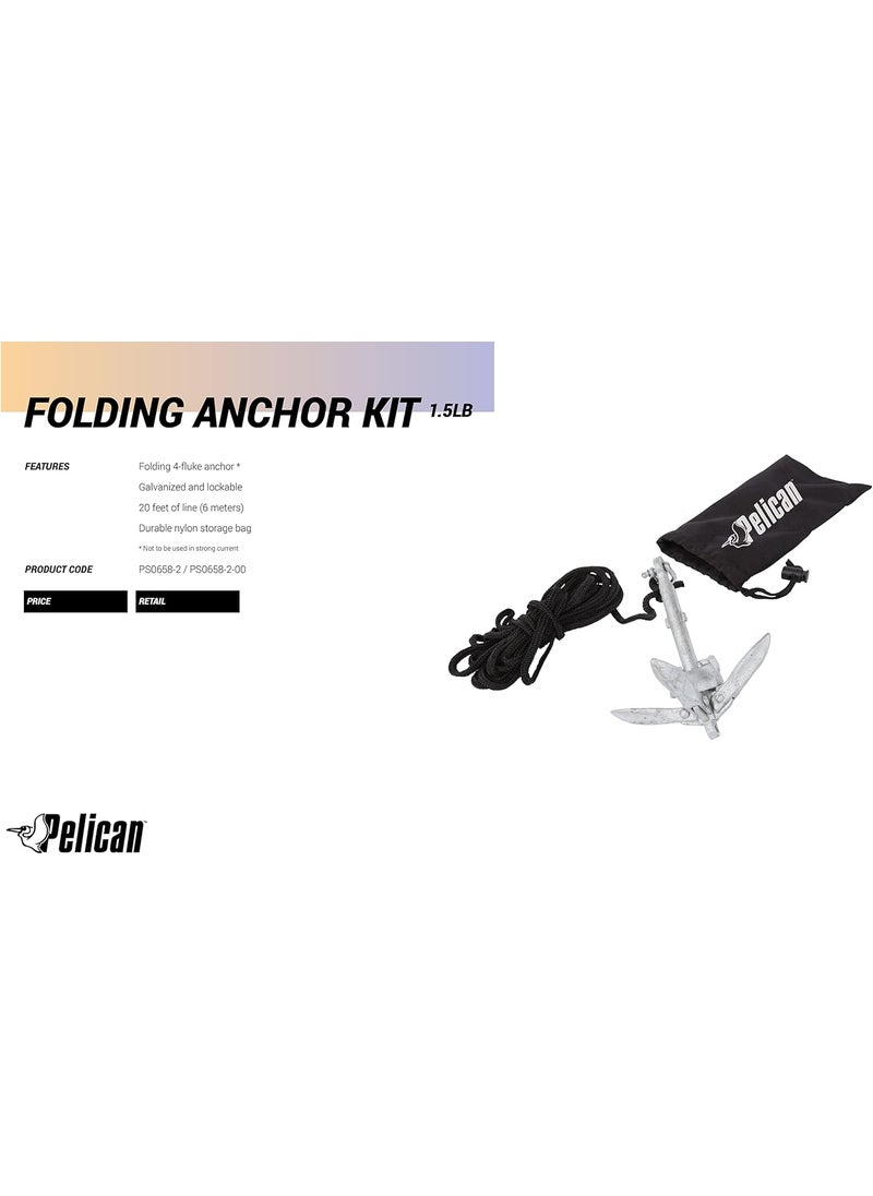 Pelican Compact Anchor Kit for Kayak Canoe SUP Inflatables or Small Boats Foldable Storage Bag Ideal for Fishing Kayak Boating  - Image 5