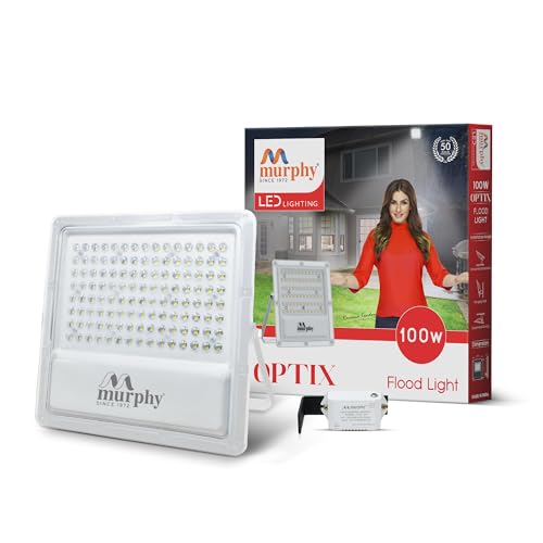 Murphy Lens Model 100W LED Waterproof with Auto On/Off Day Night Light Sensor Flood Light : Pack of 1 (Cool White BIS Approved) - Image 1