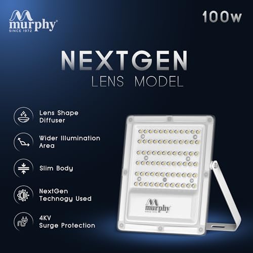 Murphy Lens Model 100W LED Waterproof with Auto On/Off Day Night Light Sensor Flood Light : Pack of 1 (Cool White BIS Approved) - Image 2