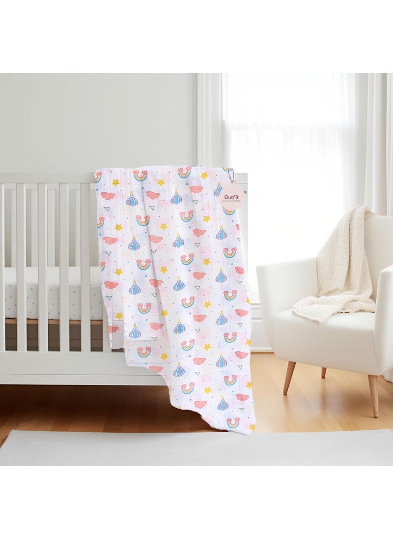 Outfit Collections Outfit Collections 100 Organic Cotton Muslin Swaddles Blanket Pack of 1 98x98 cm Multicolor Rainbow 