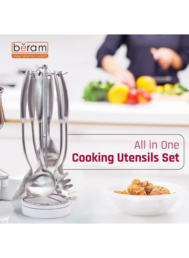 BERAM Elegant Hollow Handles Stainless Steel Cooking Utensils Set 6 Pieces Spatula Turner Rice Scoop Pasta Server Skimmer Soup Ladle Kitchen Tools for Daily Use Daily Use Cookware Set 304 - Image 3