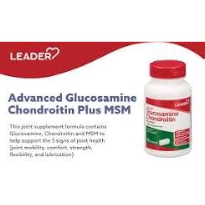 Leader Advanced Glucosamine Chondroitin Plus MSM, Dietary Supplement, Compare to Schiff Move Free Advanced + MSM Active Ingredient 90 Caplets - Image 4