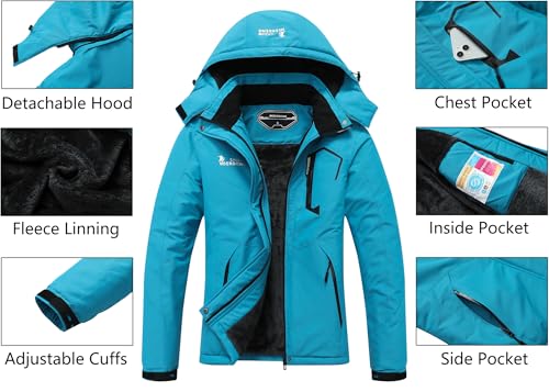 MOERDENG Women's Waterproof Ski Jacket Warm Winter Snow Coat Mountain Windbreaker Hooded Raincoat Jacket - Image 4