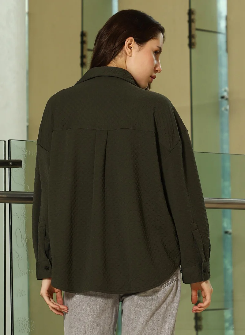Pinacolada  Women's Sacramento Green Interlink-Jacquard Shirt for Women | Best Price UAE