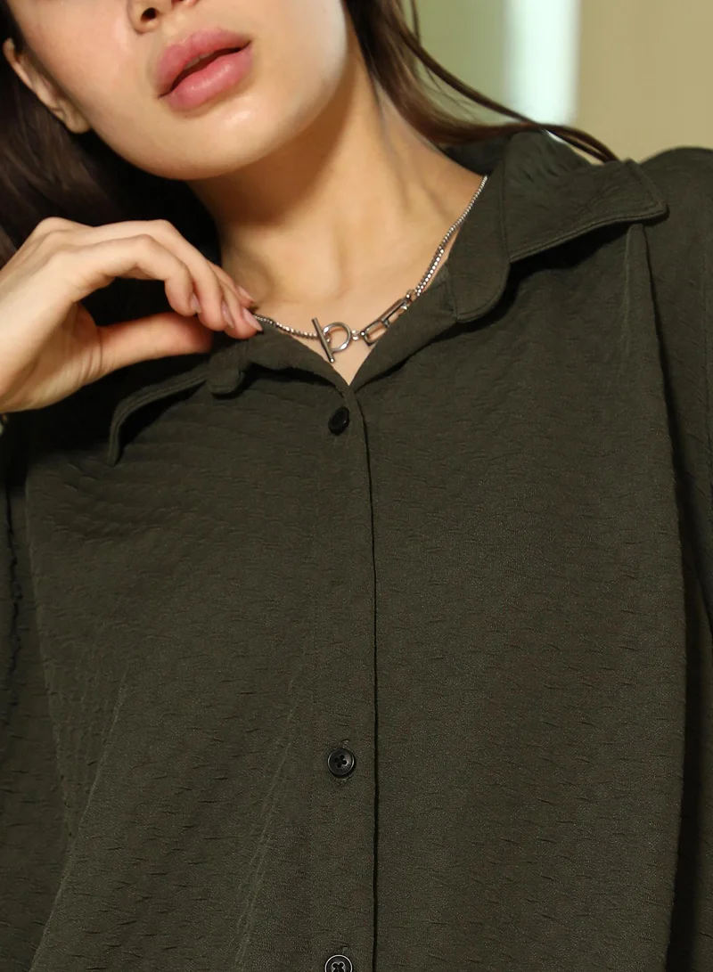 Pinacolada  Women's Sacramento Green Interlink-Jacquard Shirt for Women | Best Price UAE