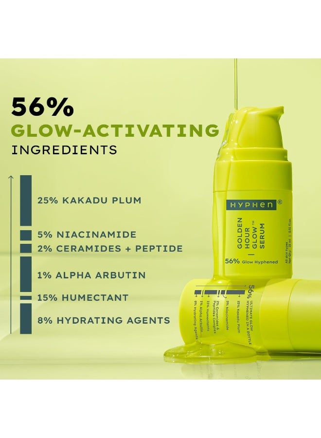 Hyphen GOLDEN HOUR GLOW SERUM  Brightening Face Serum with 5% Niacinamide, 1% Alpha Arbutin & 25% Kakadu Plum | 20X Vitamin C for Glowing Winter Skin | Hydrating Serum for Dark Spots, Pigmentation & Dryness | All Skin Types – 15ml - Image 3