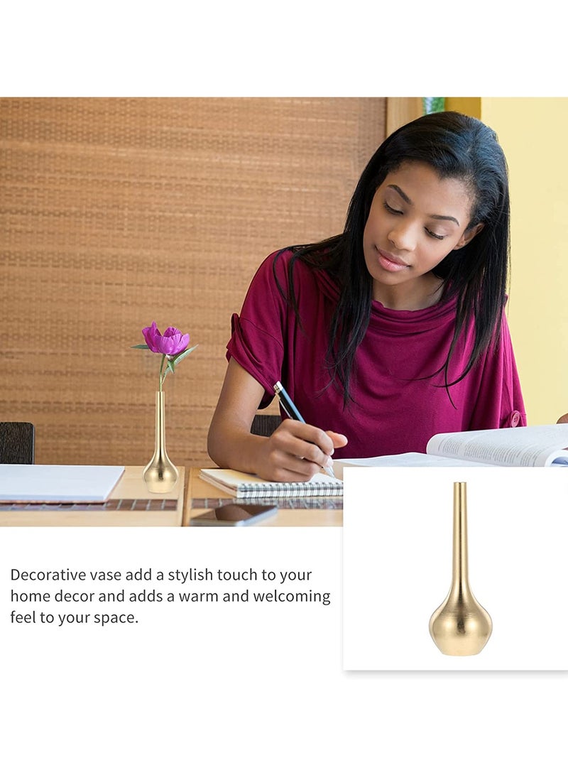 SYOSI فازة معدنية ذهبية صغيرة فازة زهور أنيقة فازة برونزية صغيرة فازة نبات حديث فازة زهور برونزية فازة عتيقة زينة زخرفية لمركز طاولة الزفاف 1 قطعة - Image 4