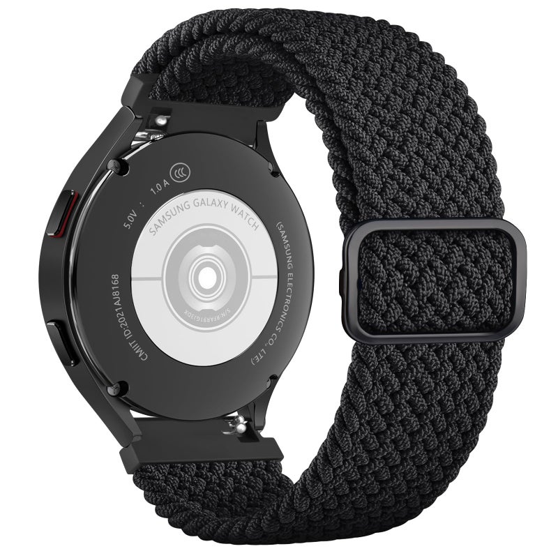 Tobfit Braided Nylon Bands Compatible with Samsung Galaxy Watch 5 Bands 40mm 44mm / Galaxy Watch 4 Bands 40mm 44mm, Samsung Galaxy Watch 5 Pro Watch Bands 45mm Stretchy Elastic Straps(Black) - Image 1