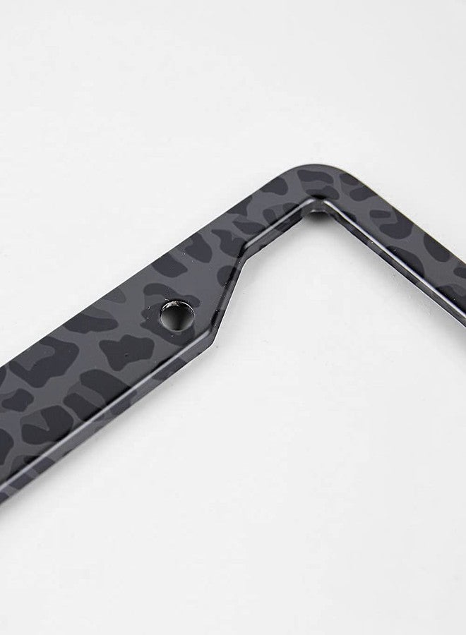 Beabes Black Animal Print License Plate Frame Leopard License Plate Holder Giraffe Cheetah Pattern Car Tag Frame License Plate Car Accessories 2 Holes Novelty Auto Car Tag Vanity Present - Image 3
