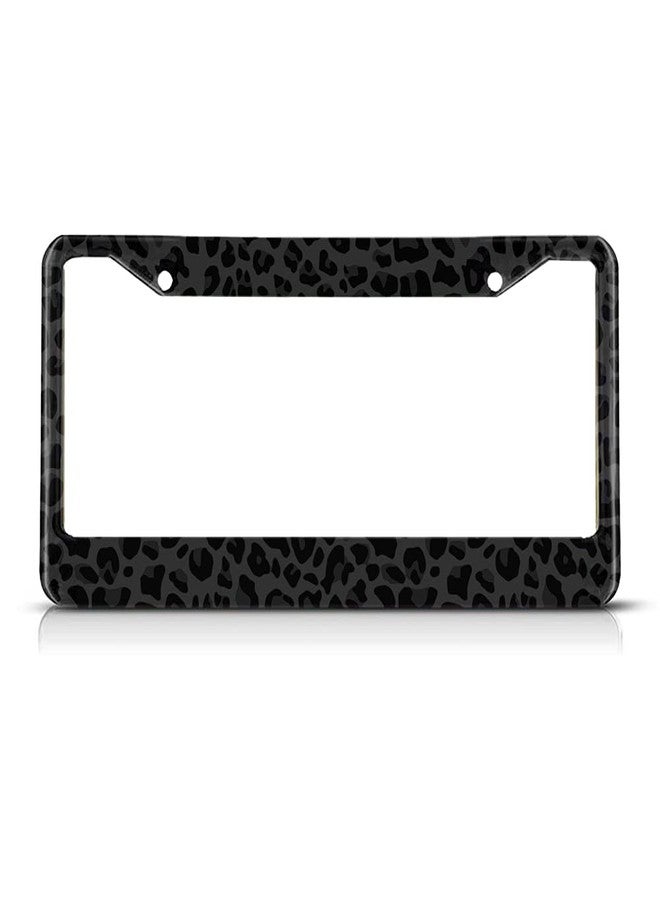 Beabes Black Animal Print License Plate Frame Leopard License Plate Holder Giraffe Cheetah Pattern Car Tag Frame License Plate Car Accessories 2 Holes Novelty Auto Car Tag Vanity Present - Image 1