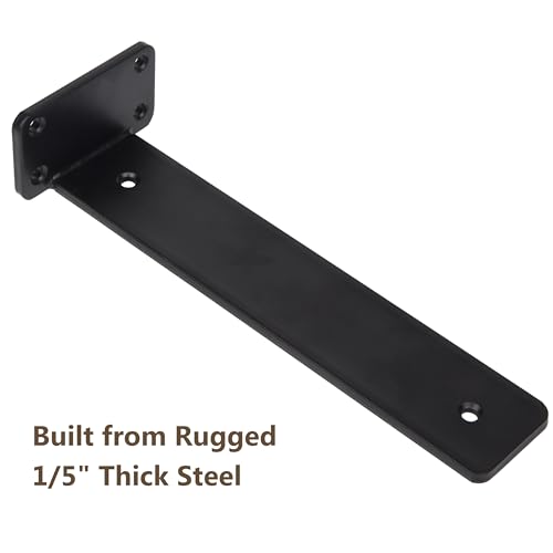 NEODROP 4 Pack 6 Inch Floating Shelf Brackets, Heavy Duty Hidden Wall L-Brackets for Kitchen, Fireplace Mantels, Bookshelves | Floating Shelf Hardware | Black Powder Coated Steel - Image 4