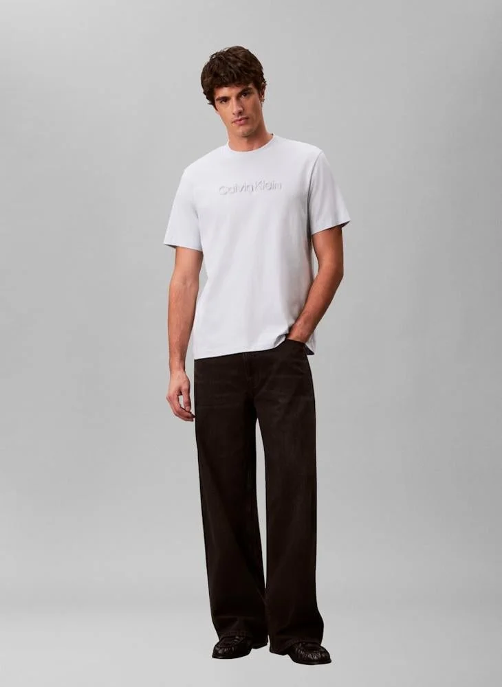 CALVIN KLEIN  Textured Logo Crew Neck T-Shirt for Men | Best Price UAE