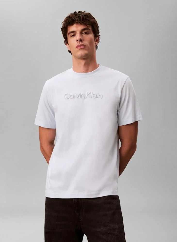 CALVIN KLEIN  Textured Logo Crew Neck T-Shirt for Men | Best Price UAE