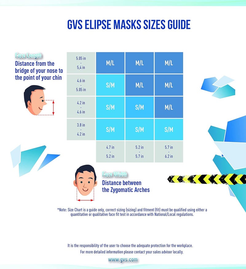 GVS ELIPSE Elastomeric Half Mask Respirator with Source Control with Replaceable and Reusable Filters Included, size S/M - Image 5