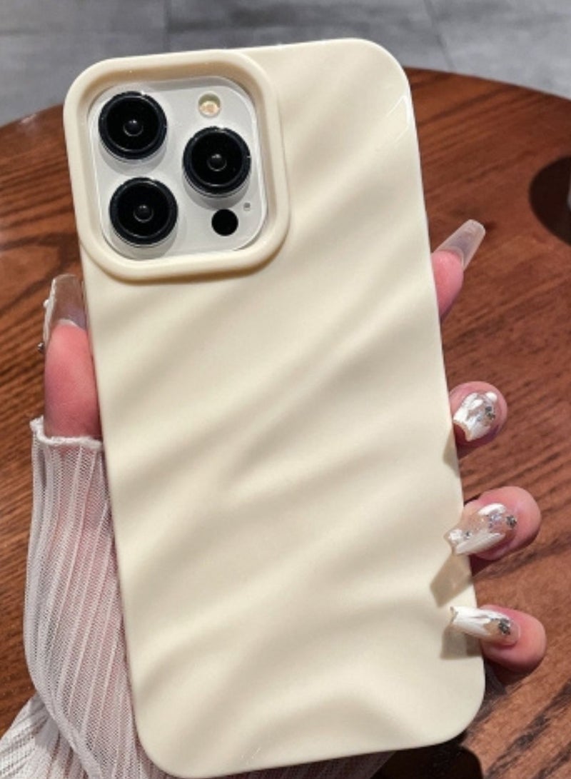 Raxoom Protective Case For iPhone 16 Pro Solid Color Wave Texture ,Phone Case(Beige) - Image 1