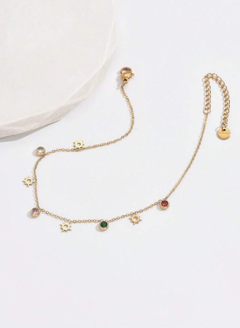 جوليري بالاس خلخال نسائي من الاستانلس ستيل مطلي باللون الذهبي عيار ١٨ - Image 3