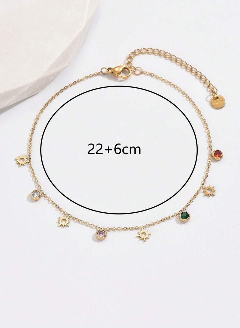 جوليري بالاس خلخال نسائي من الاستانلس ستيل مطلي باللون الذهبي عيار ١٨ - Image 4