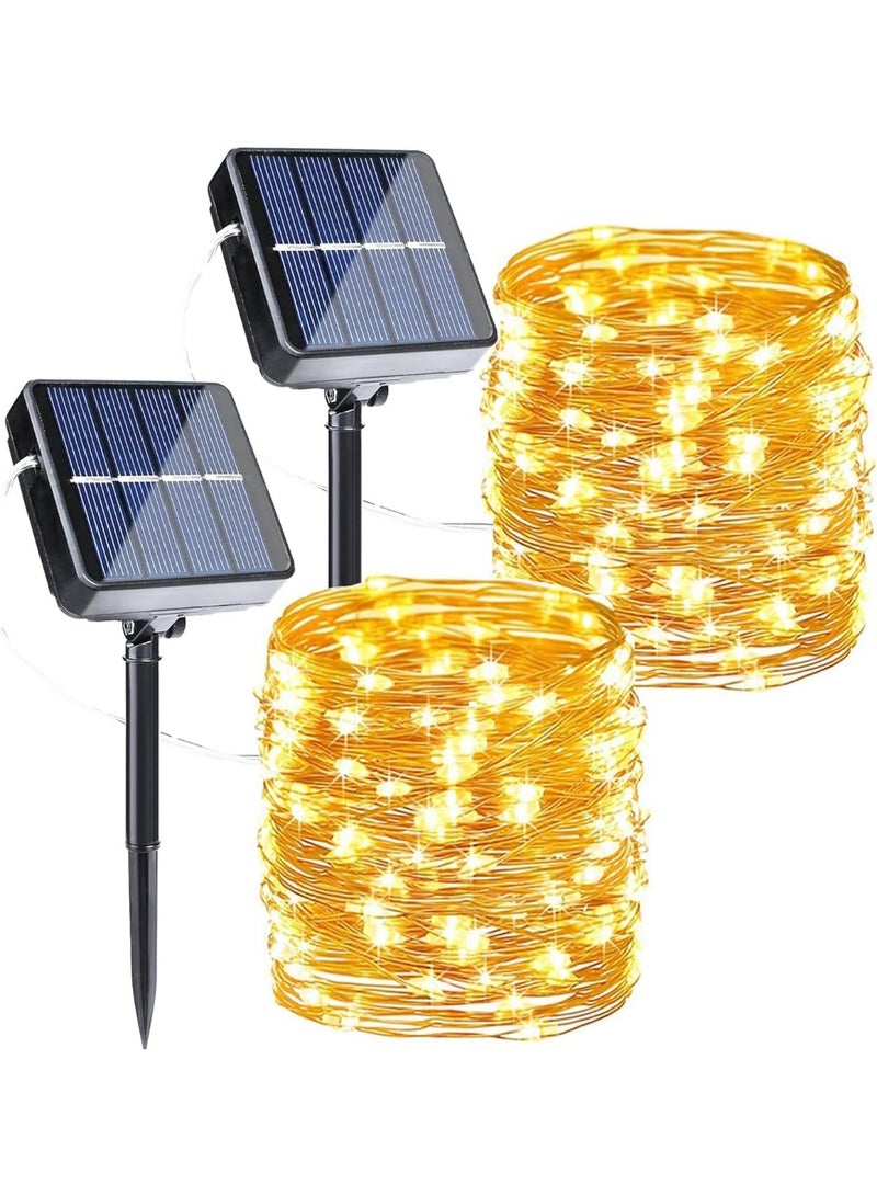20M Solar Powered Outdoor Decorative LED String Lights with 200 Yellow LEDs – Garden Fairy Lights Charged by Solar Energy Only – IP65 Waterproof with 8 Lighting Modes and Memory Function - Image 1