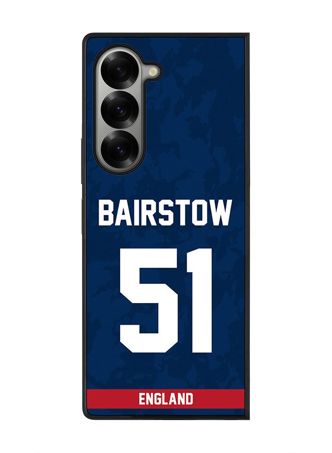 Stylizedd Rugged Black edge case for Samsung Galaxy Z Fold6, Slim fit Case Flexible Anti Drop TPU Gel Thin Cover - Team England Jonny Bairstow, Jersey No 51 - Image 1