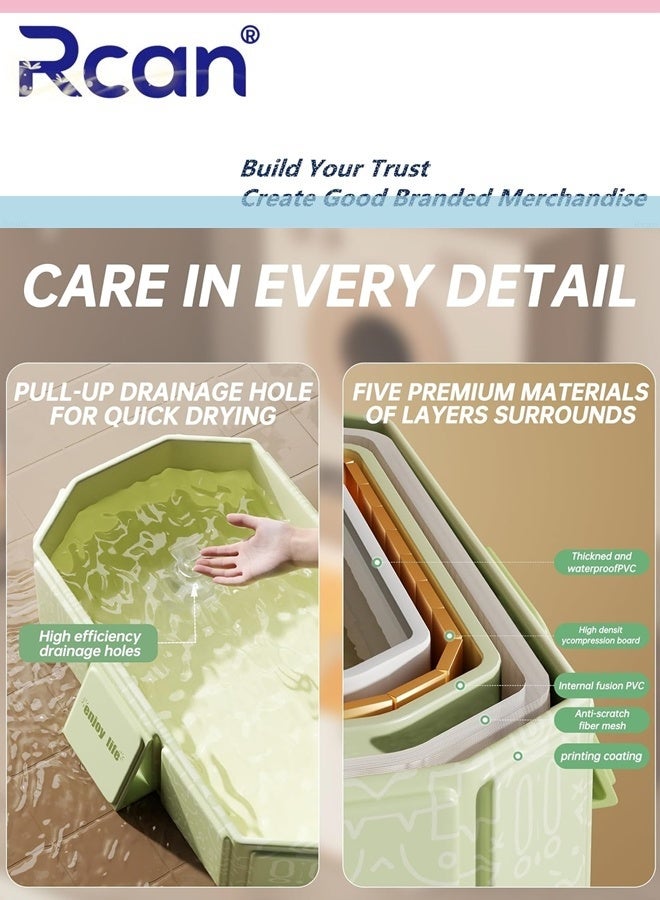 ركان حوض استحمام قابل للطي للأطفال الصغار، مزود بسدادة تصريف وقاعدة مانعة للانزلاق، مع دعامة معززة، وسعة كبيرة جدًا، ولعبة حمام مائية محمولة، ومجموعة استحمام كاملة مع كرات المحيط وألعاب البط للأطفال من عمر 0 إلى 8 سنوات. - Image 5